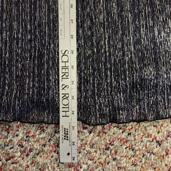 Enfocus Studio Navy and Silver Micro Pleated High Neck Sleeveless Dress Size 6 - Picture 13 of 14